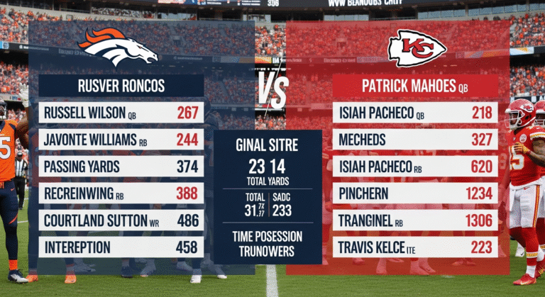 Denver Broncos vs Kansas City Chiefs Match Player Stats